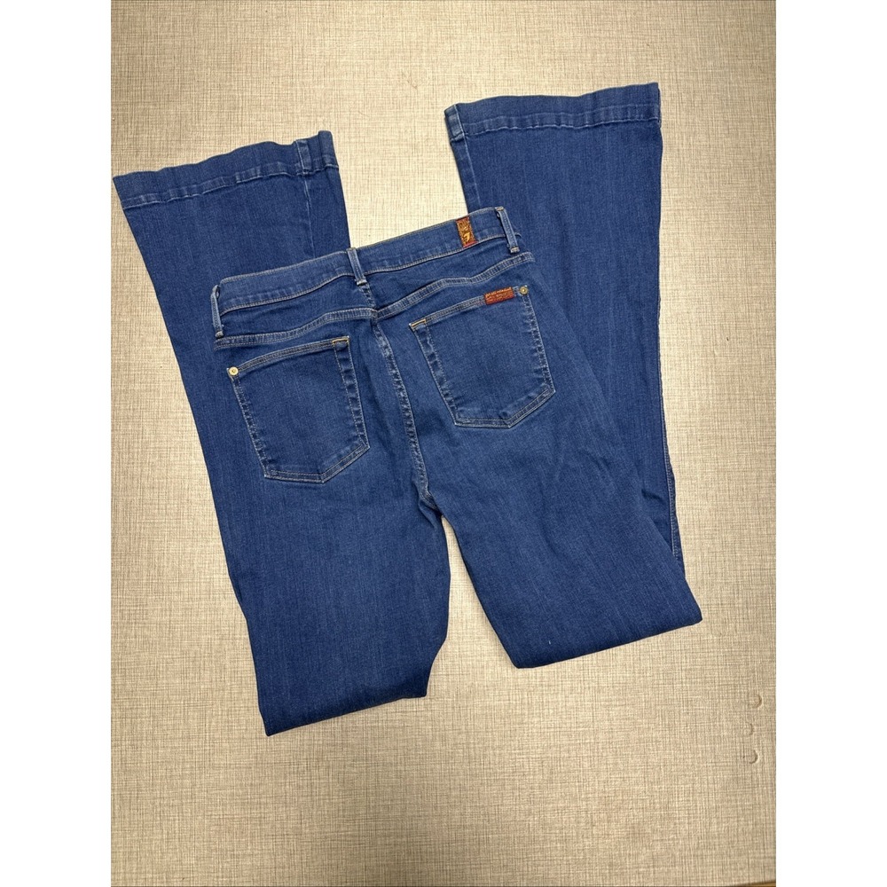 Seven For All Women's Blue High Rise Bootcut Flare Denim Jeans Pants Sz 28 - Picture 8 of 9